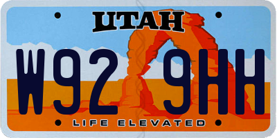UT license plate W929HH