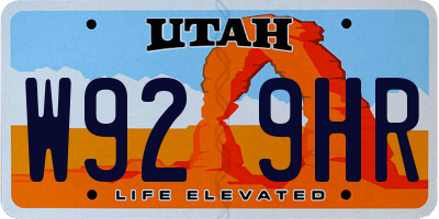 UT license plate W929HR