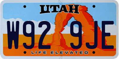 UT license plate W929JE