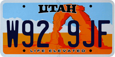 UT license plate W929JF