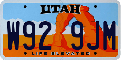 UT license plate W929JM