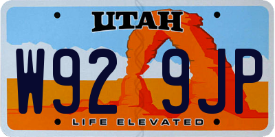 UT license plate W929JP