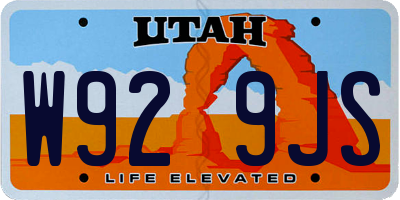 UT license plate W929JS