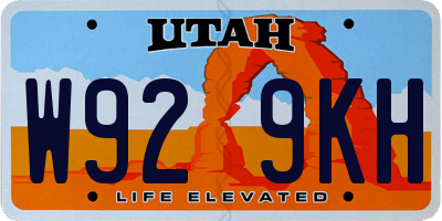 UT license plate W929KH
