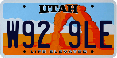 UT license plate W929LE