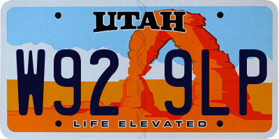 UT license plate W929LP