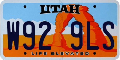 UT license plate W929LS