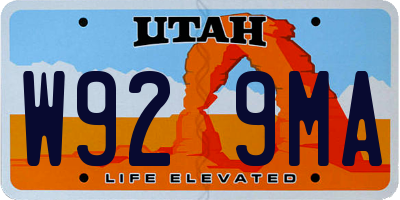UT license plate W929MA