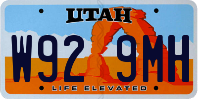 UT license plate W929MH