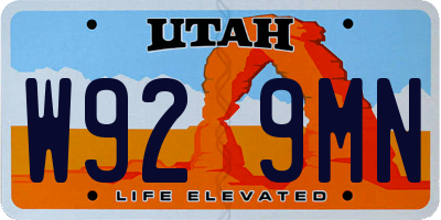 UT license plate W929MN