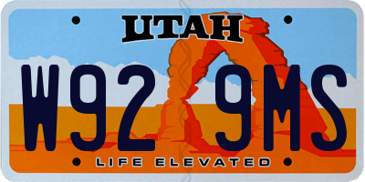 UT license plate W929MS