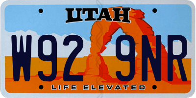 UT license plate W929NR