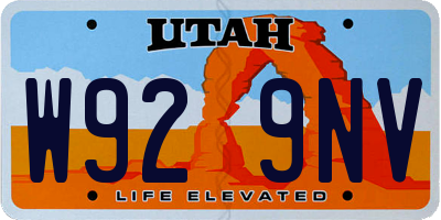 UT license plate W929NV