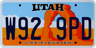 UT license plate W929PD