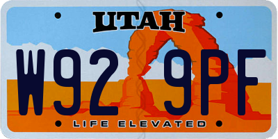 UT license plate W929PF