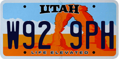 UT license plate W929PH
