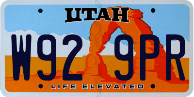 UT license plate W929PR