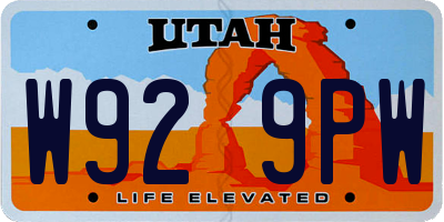 UT license plate W929PW