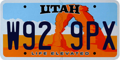 UT license plate W929PX