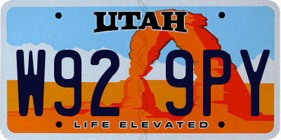 UT license plate W929PY