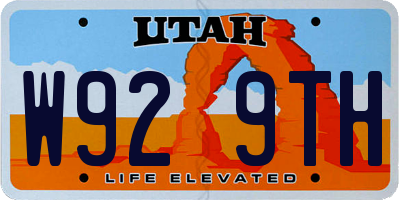 UT license plate W929TH