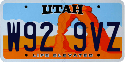 UT license plate W929VZ