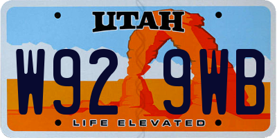 UT license plate W929WB