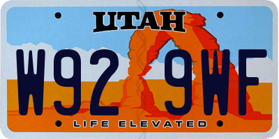 UT license plate W929WF