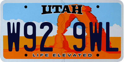 UT license plate W929WL