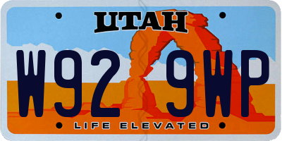 UT license plate W929WP