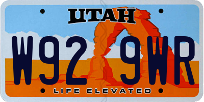 UT license plate W929WR