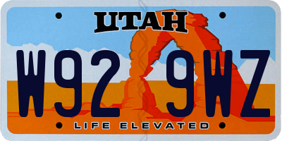 UT license plate W929WZ