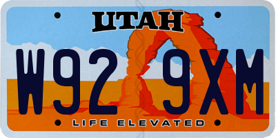 UT license plate W929XM