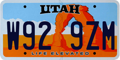 UT license plate W929ZM