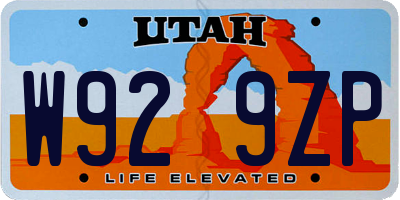 UT license plate W929ZP