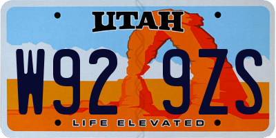 UT license plate W929ZS