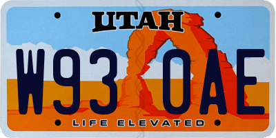 UT license plate W930AE