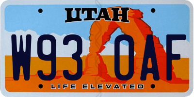 UT license plate W930AF