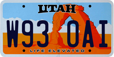 UT license plate W930AI