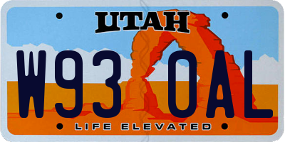 UT license plate W930AL