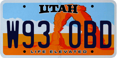 UT license plate W930BD
