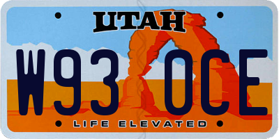 UT license plate W930CE