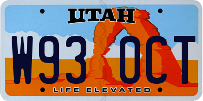 UT license plate W930CT