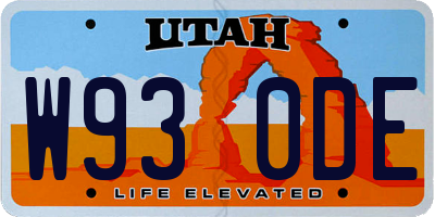UT license plate W930DE