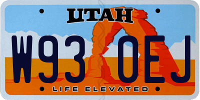 UT license plate W930EJ
