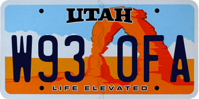 UT license plate W930FA