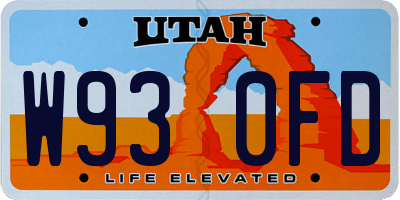 UT license plate W930FD