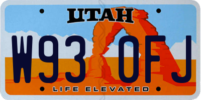 UT license plate W930FJ