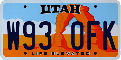 UT license plate W930FK