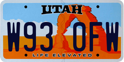 UT license plate W930FW